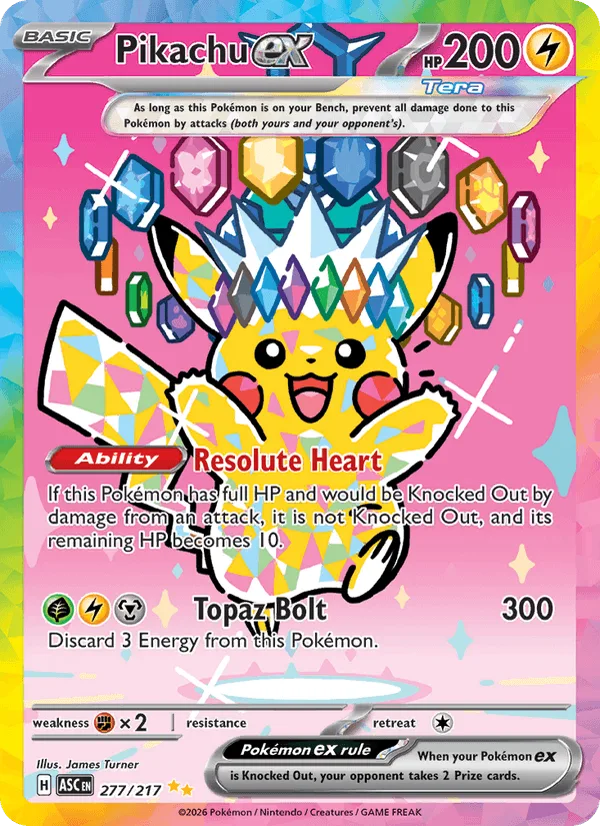 Pikachu ex 277/217 (Special Illustration Rare), Ascended Heroes Pokémon card