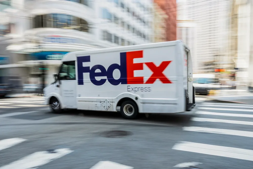 A FedEx delivery truck in San Francisco, a file photo (via NBC News)