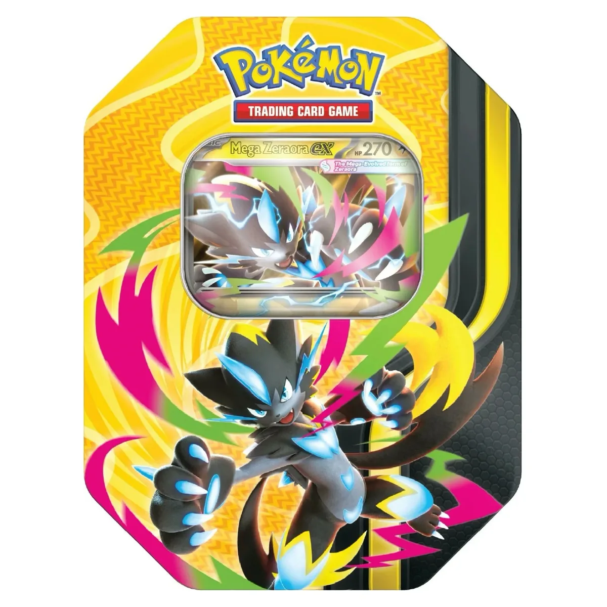 The Mega Forces Tin: Mega Zeraora ex (official product image)