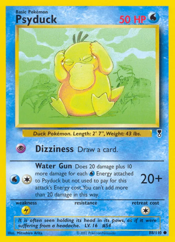 Legendary Collection Psyduck Pokémon card: a Pristine 10 copy also sold at the same Goldin auction, for $86,620 (the card's artwork, not the graded copy)