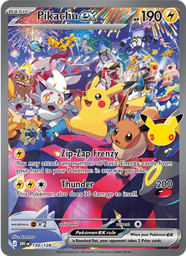Pikachu ex (Special Illustration Rare), 30th Celebration Pokémon card