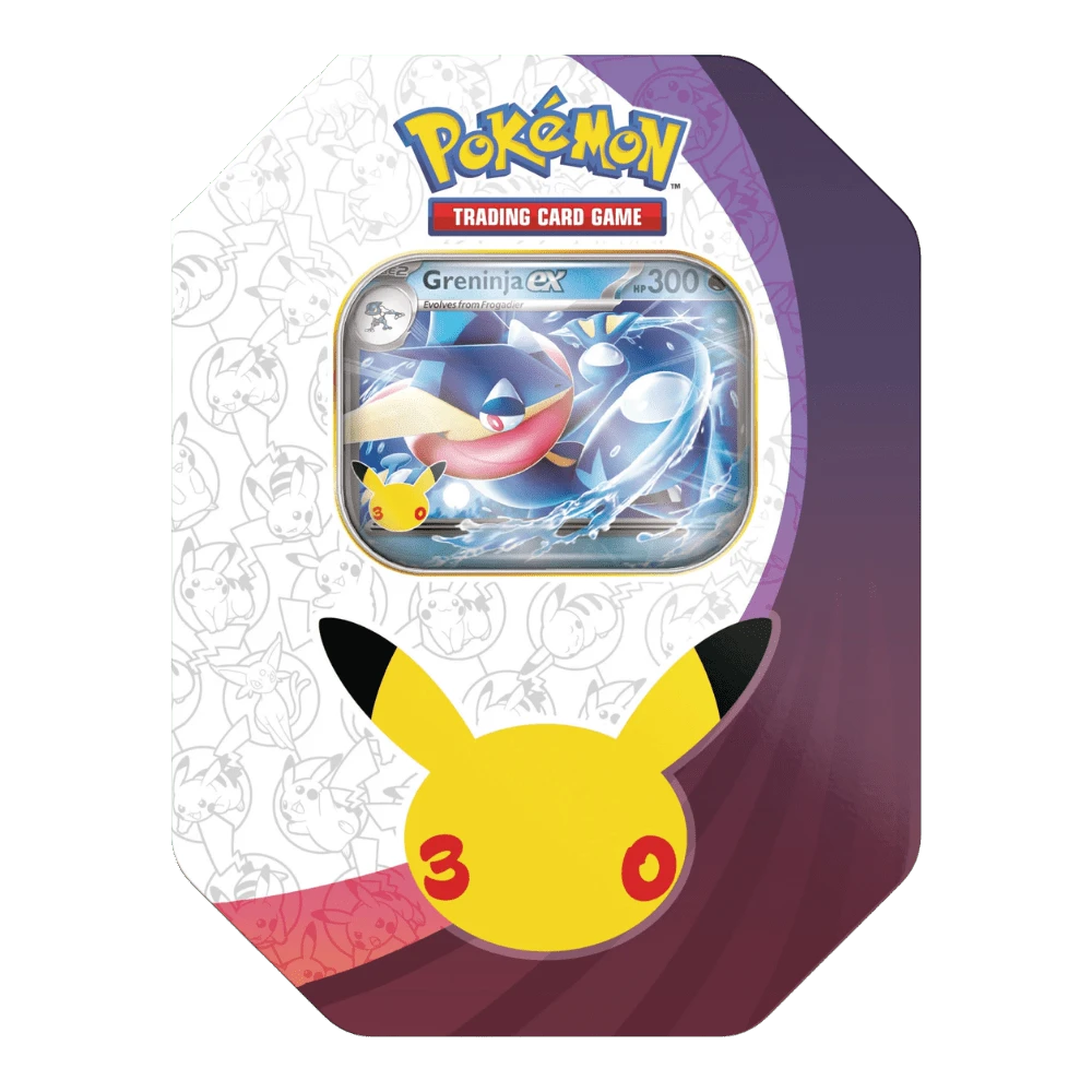 Pokémon 30th Celebration Greninja ex Tin (official product image)