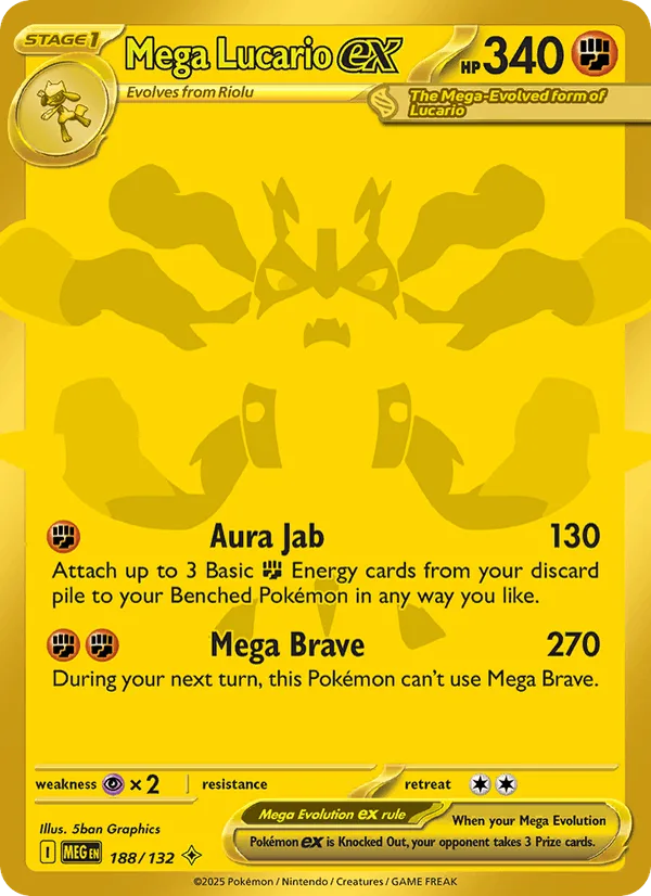 Mega Lucario ex 188/132 (Mega Hyper Rare), Mega Evolution Pokémon card