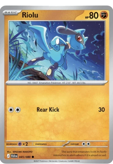 Riolu, the English card (Flowing Fists 045/080), as shown in the report